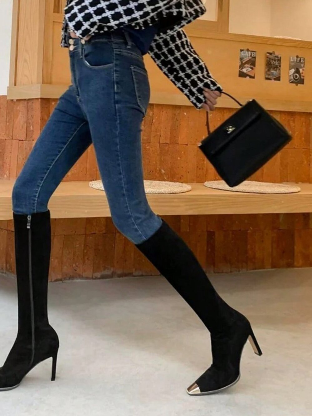 Black Sexy Women's Stretch Over-The-Knee Stiletto Heel Boots